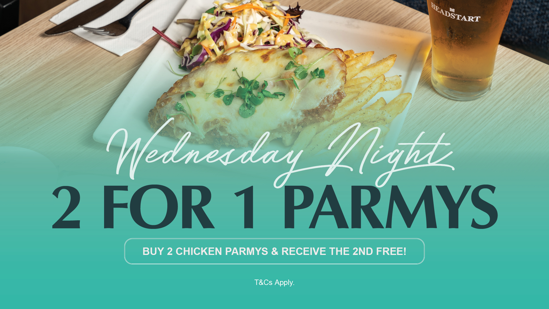 Wednesday Night 2 for 1 Parmys