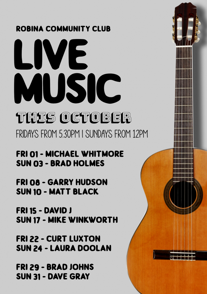 Live Entertainment Grey Tones Template with Accoustic Guitar poster 1